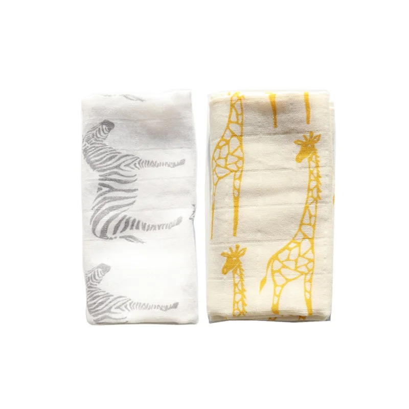 Zebra Giraffe Детское успокаивающее полотенце, супер мягкое муслиновое банное полотенце для новорожденных, многоцелевой детский нагрудник, тканевый детский шарф, платок, 60x60 см, 2 шт - Цвет: Zebra Giraffe