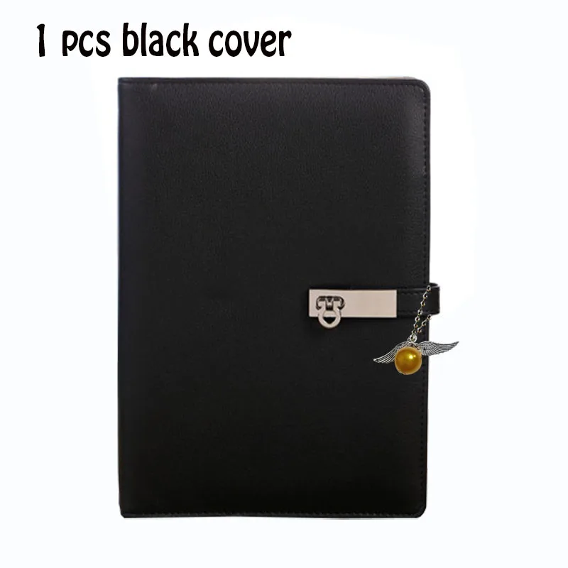 Black Cover A5 Обложка для винтажного блокнота блокнот с замком и перьями подвески-Крылья Ангела ожерелье Серебряный Брелок планировщик Органайзер - Цвет: Black Cover