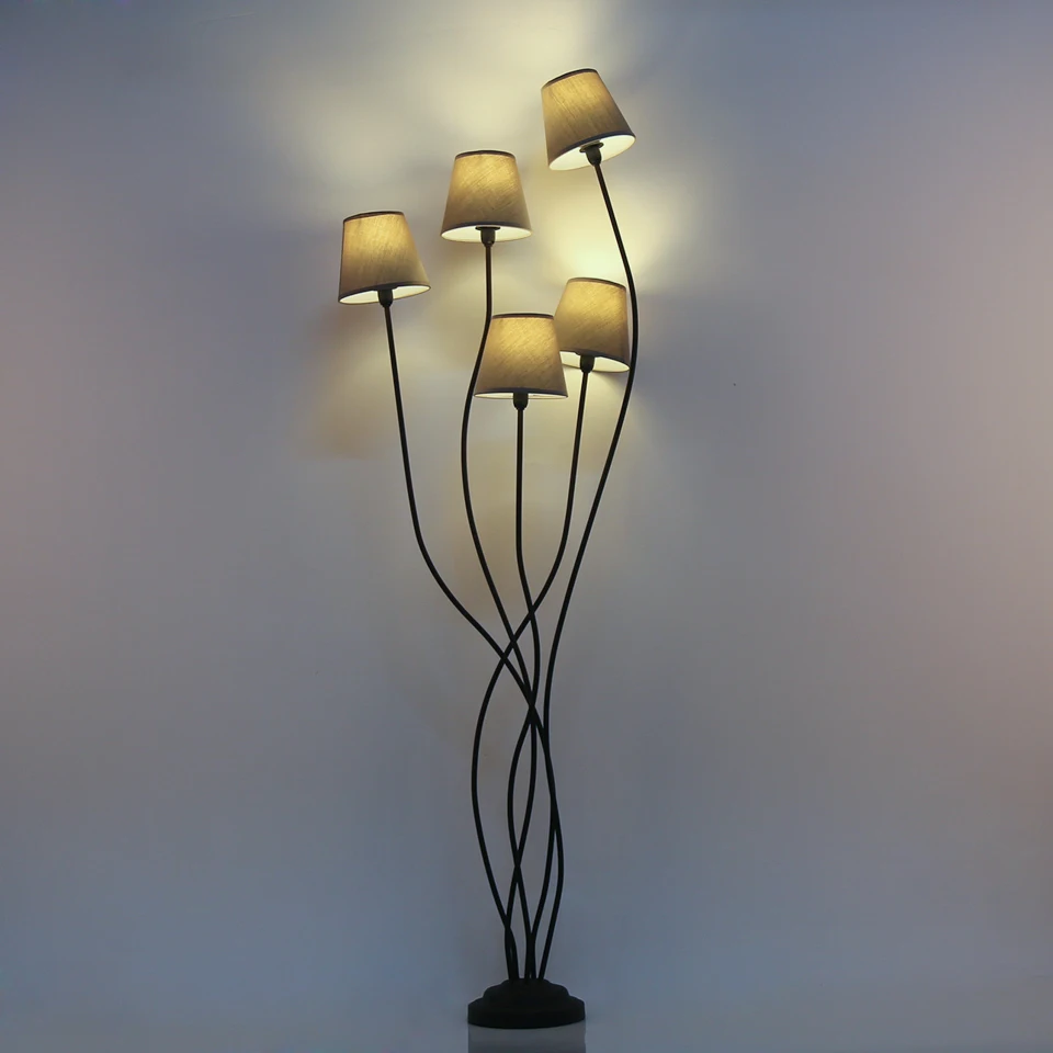 5 головок модный торшер с коричневым E14 абажур элегантный филиал Lampstand напольное
