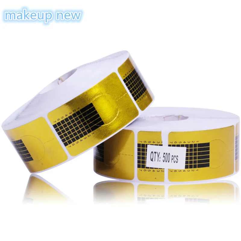 Новый макияж 500 шт/рулон Квадратные золотые наклейки для ногтей гелевые