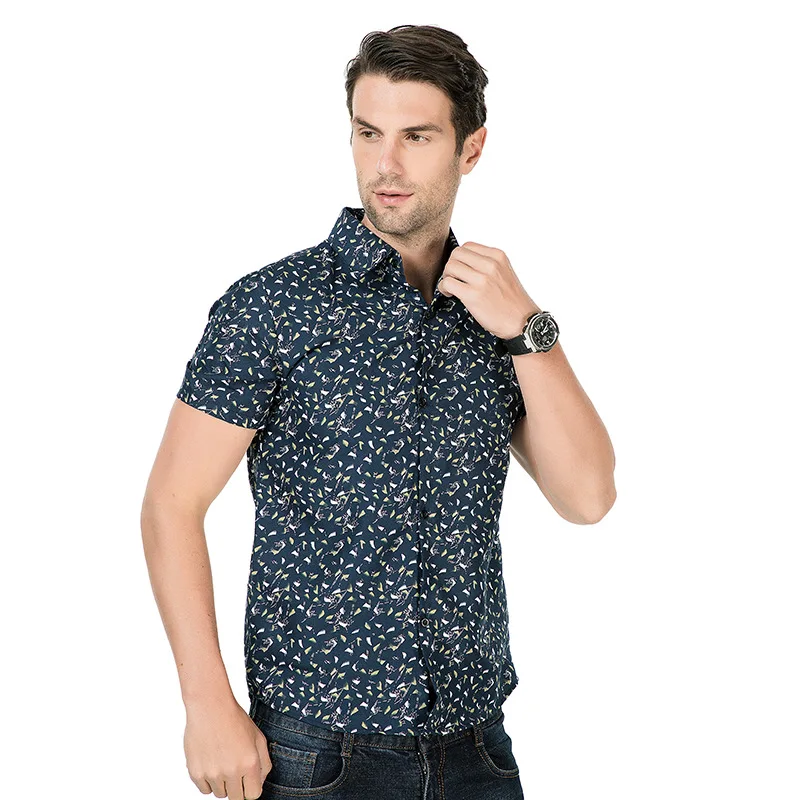 2019 летняя новая мода плюс размер короткий рукав Повседневная мужская рубашка