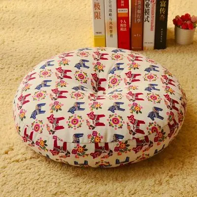 little horse cotton Льняная подушка из толстой круговой ткани, Балконная японская подушка для йоги в японском стиле - Цвет: little horse cotton