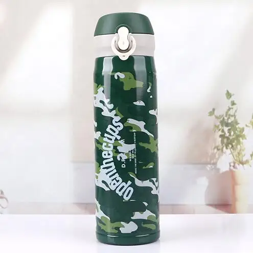 Green 500 мл Камуфляжный дизайн Вакуумная бутылка портативный термос из нержавеющей стали термос чашка высокого качества бутылка для воды - Цвет: Green