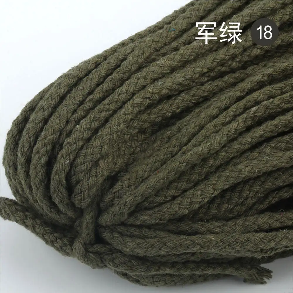 5M Army Green 5 м/лот, 5 мм, толстый цветной декоративный витой шнур, чистый белый, красный, розовый, зеленый, черный, вязаный шнур, Котон, декоративная веревка - Цвет: 5M Army Green