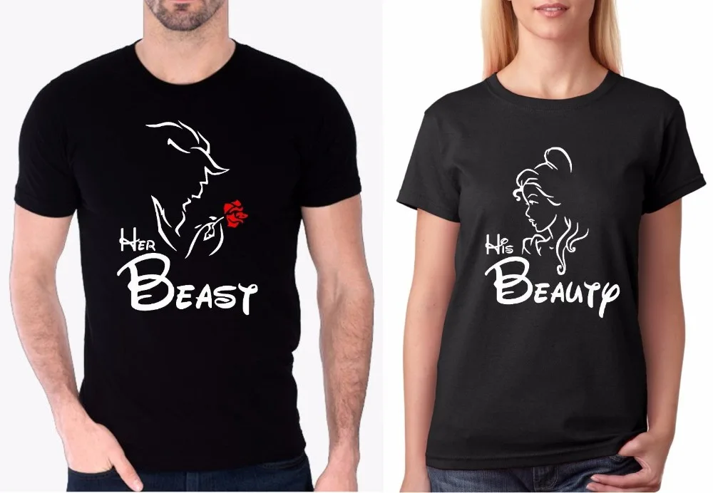 Футболки с надписью Her Beast His Beauty на День святого Валентина Love Pair для мужа