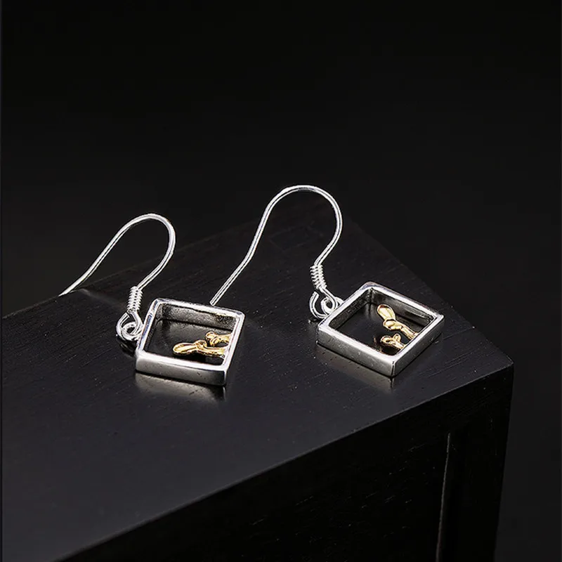 Простые полые квадратные серьги без глицей для женщин ручная работа Изящные