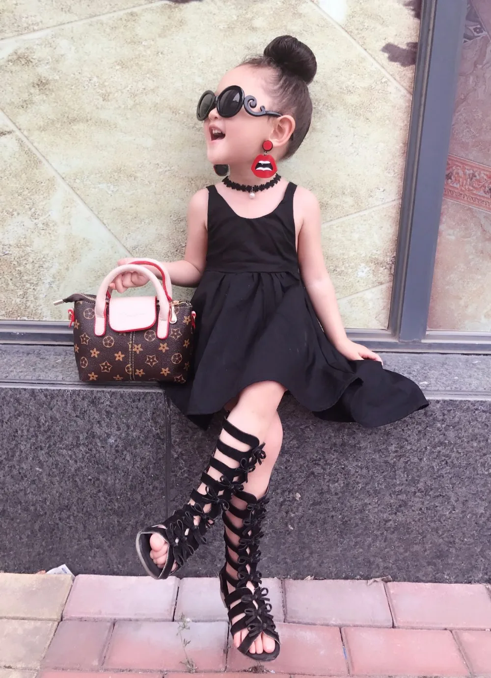 YorkZaler модная одежда для девочек черное платье нерегулярные детские детское