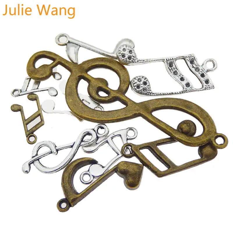 Julie Wang 10 шт. смешанные музыкальные ноты подвески из Сплава Антикварные цвета