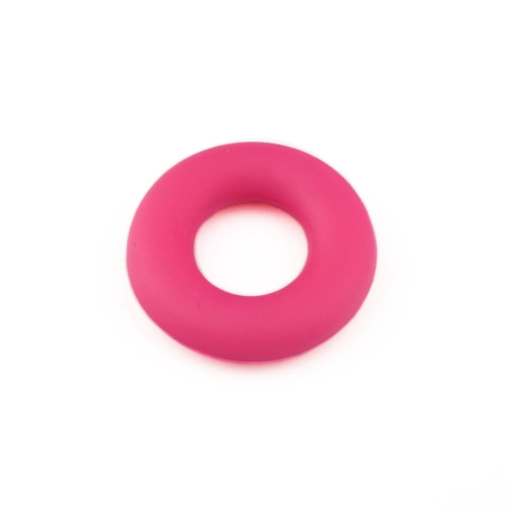 Hot Pink Силиконовые кольца без бисфенола, 20 шт., пищевая форма, Пончик, силиконовый Прорезыватель для зубов, бисер для кормления, сделай сам, ювелирное изделие, ожерелье, игрушки, аксессуары, детский Прорезыватель - Цвет: Hot Pink