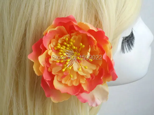 10 шт./лот аксессуары и клипсы для волос с искусственным цветком коралловый