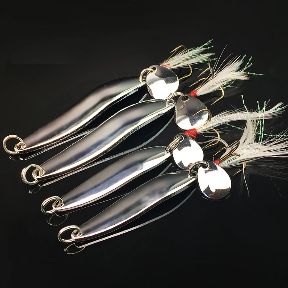 Металлическая блесна рыболовная приманка шум блестки жесткие приманки с пером