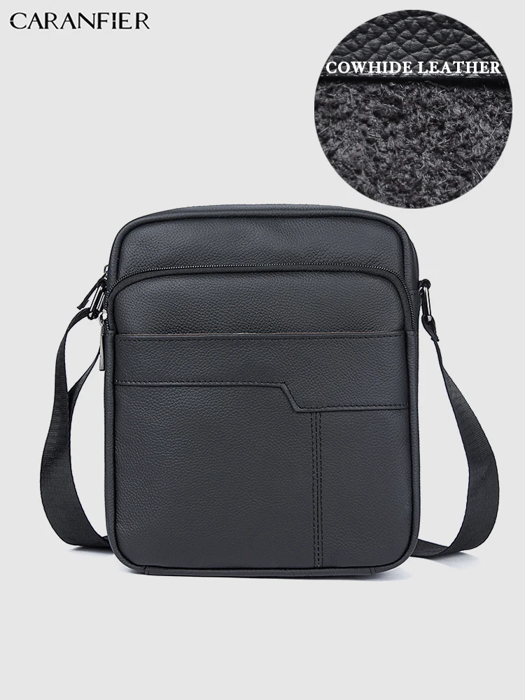 CARANFIER Mens Crossbody Bags Genuine Cowhide Leather High Quality Messenger Shoulder Male Business Briefcase Travel | Багаж и сумки