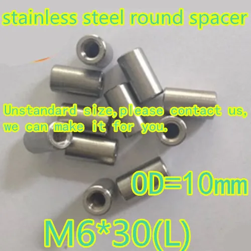 

10pcs/lot M6*30 Stainless Steel 304 Round Spacer Standoff Connect Nut OD=10mm