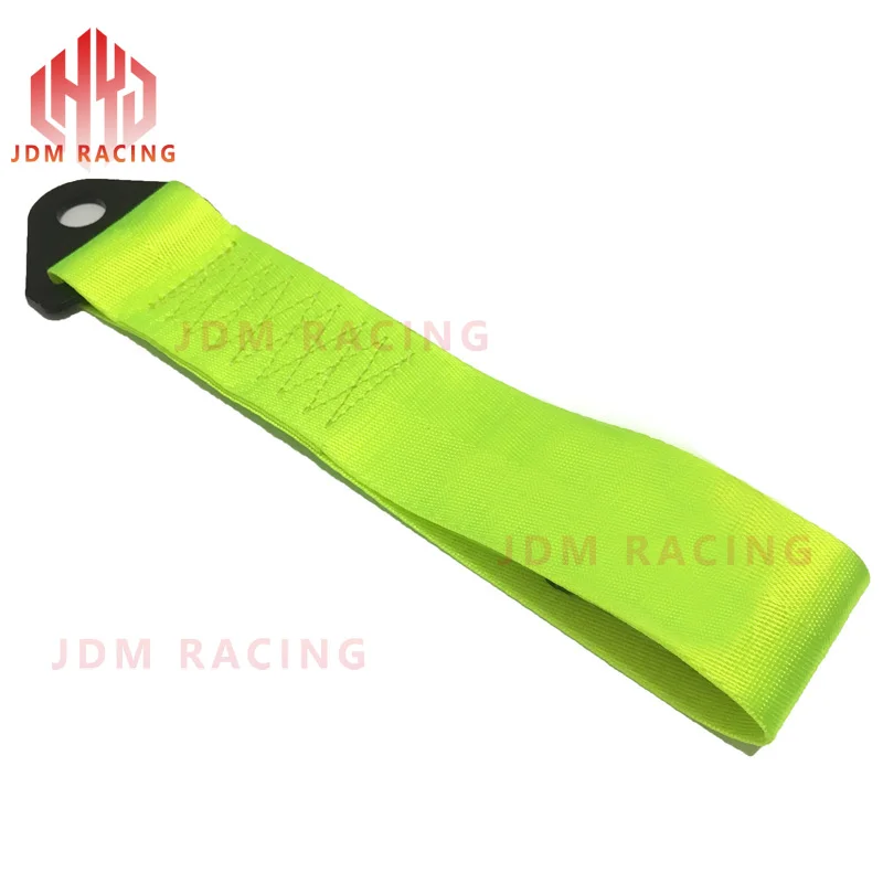 neon green 1 шт. 2 Тонны черный гоночный Универсальный передний и задний буксировочный ремень/буксировочный крюк лента 24 см Автомобильный Универсальный глаз буксировочный ремень - Название цвета: neon green