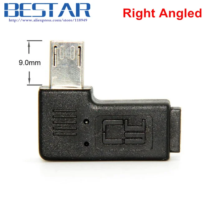 9 мм Длинный Штекерный разъем 90 градусов правый и левый Угловой Micro USB 3. 0 5Pin штекер