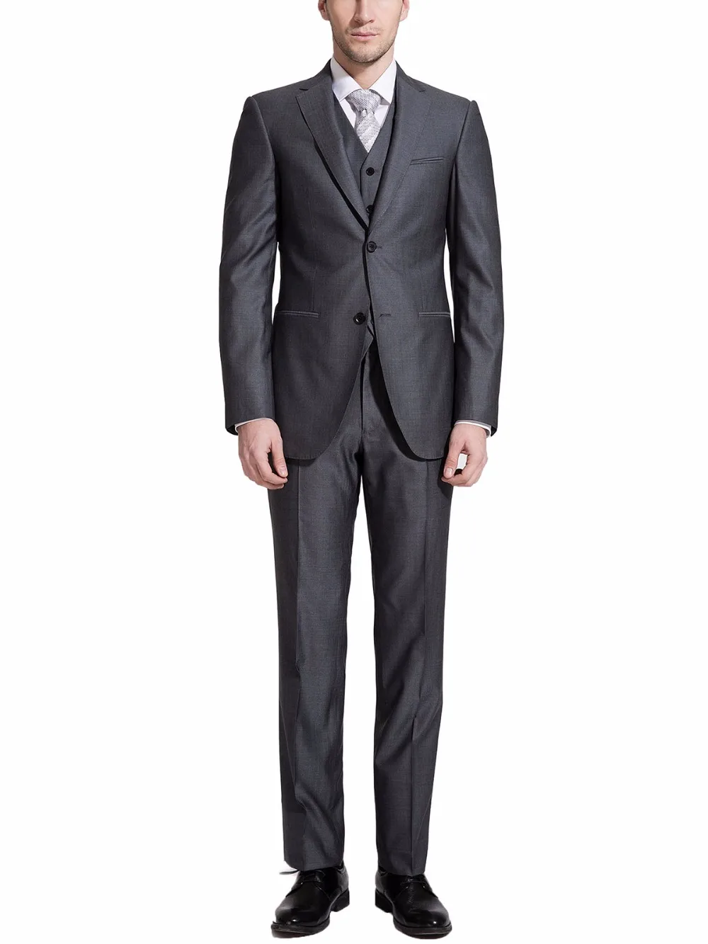 Мужские костюмы из 3 предметов с 2 пуговицами и воротником современные мужские на