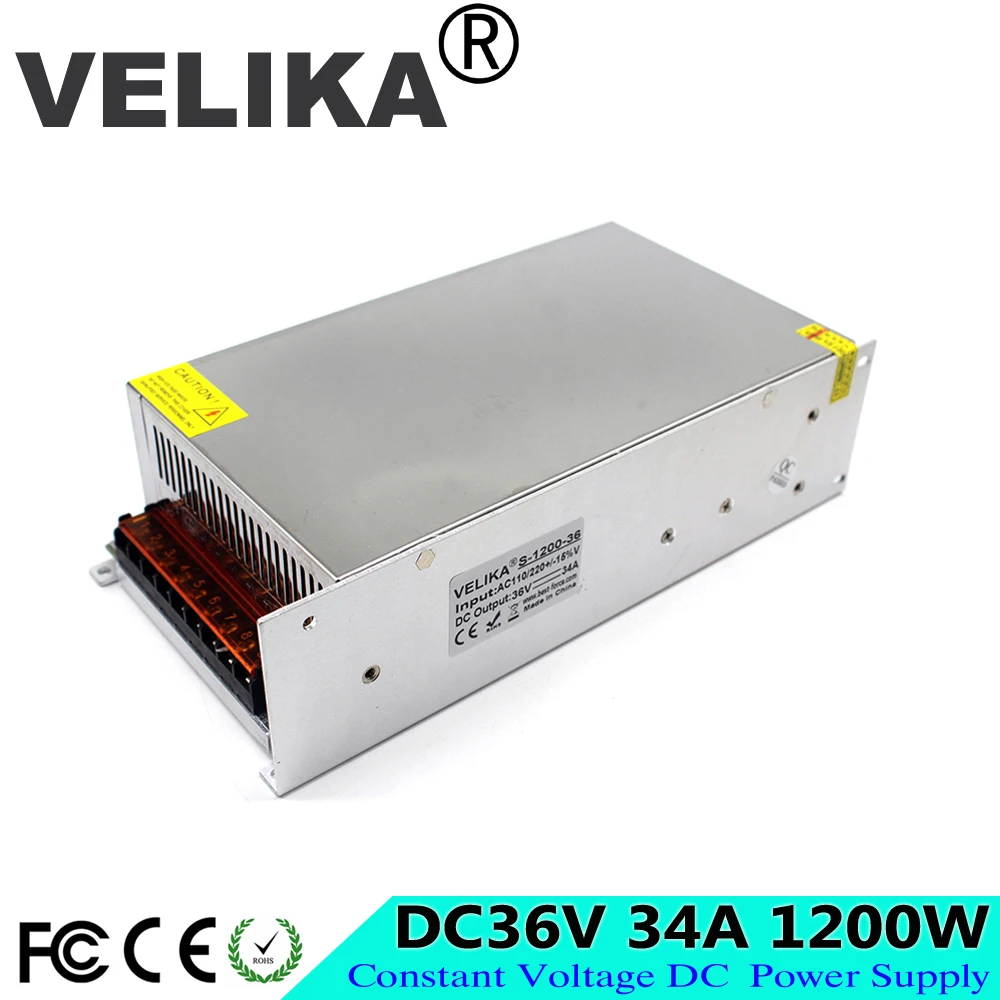 Универсальный DC36V 34A 1200W Трансформатор источника питания 110 220V AC DC 36V SMPS для