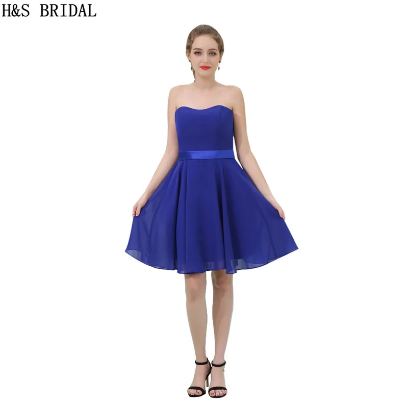 H & S свадебное милое шифоновое Коктейльное Платье vestidos de festa королевский синий
