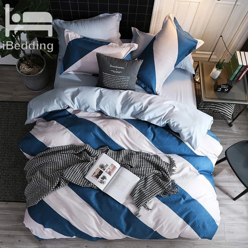 BEST Luxury Black Strips Duvet Cover Flat Bed Sheets Pillowcase King Queen Full Twin Bedding Set 3/4pcs | Дом и сад