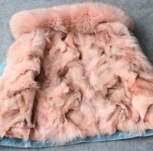 Подкладка из натурального Лисьего меха джинсовая куртка пальто parka100% большой воротник из меха енота Женское зимнее пальто джинсовая куртка