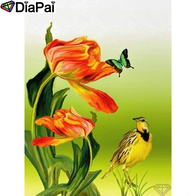 

DIAPAI Diamond Painting 5D DIY 100% Full Square/Round Drill "Bird flower" Diamond Embroidery Cross Stitch 3D Decor A24292
