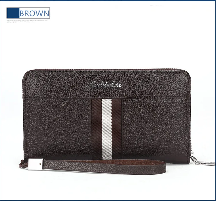 FEIDIKABOLO, роскошный бренд, натуральная кожа, клатч, мужской кошелек, Carteira masculina, на молнии, мужские кошельки, в полоску, черный кошелек для мужчин, 816