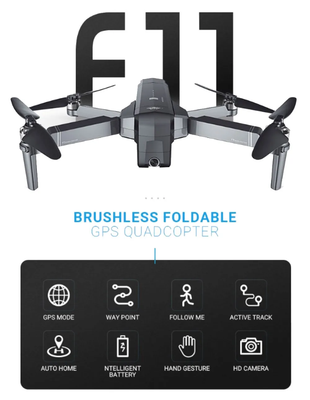 Складной бесщеточный Квадрокоптер SJRC F11 GPS 5G Wi Fi FPV 1080 P HD|Радиоуправляемые