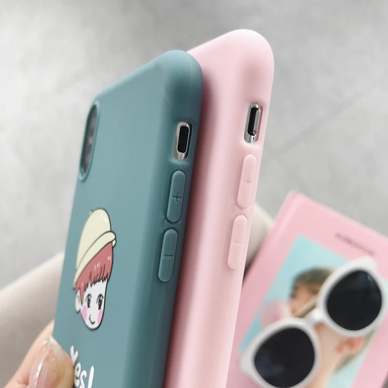 Мультяшные влюбленные для iPhone Xs XR Max Чехол мобильного телефона 6s 7 8 Plus шапка
