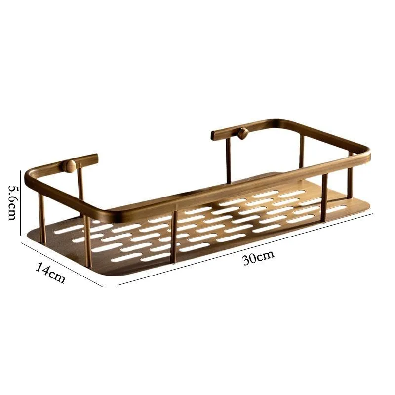 

Houmaid Bathroom Accessories Antique Copper Brushed Single Tier Rack Shower Wall Corner Shelf Wall Mounted Shampoo Holders 30cm