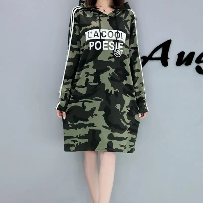 Yfashion женское камуфляжное платье с длинным рукавом и капюшоном модные женские