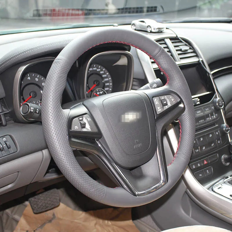 Новинка противоскользящий черный кожаный чехол Savanini для рулевого колеса Chevy
