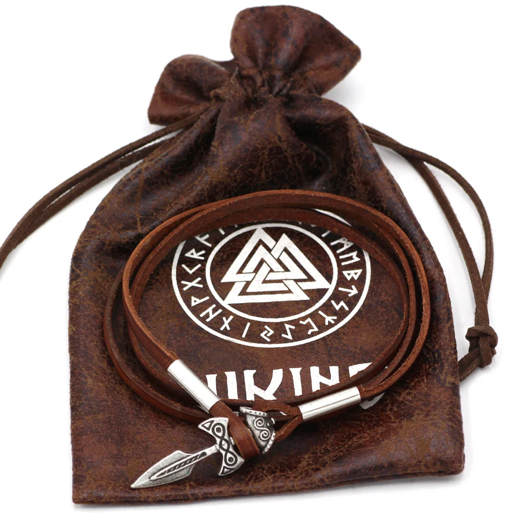 Silver Viking Sword Amulet of Talos Handmade Brown Leather | Украшения и аксессуары