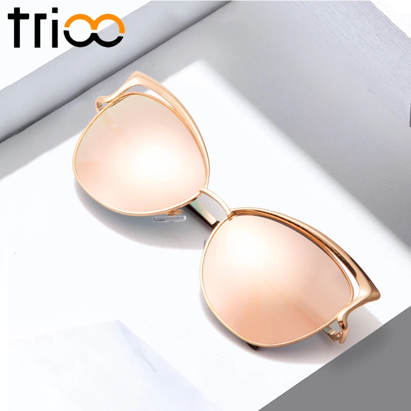 Trioo Высокое качество кошачий глаз Для женщин Солнцезащитные очки для розовое