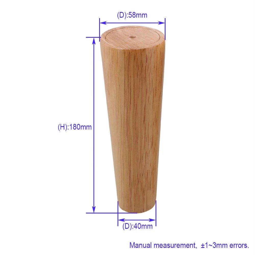 180x58x38mm 4 шт. дубовая древесина 300x58x38 мм мебельные ножки шкафа ножки стола ножки для дивана с железными прокладками прокладки винты - Цвет: 180x58x38mm