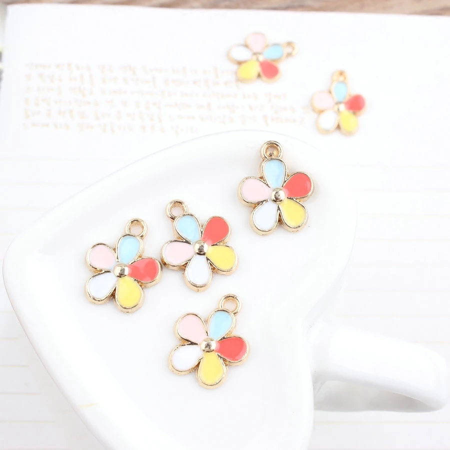 Высокое качество весенний цветок сплав кулон позолота металлическая эмаль