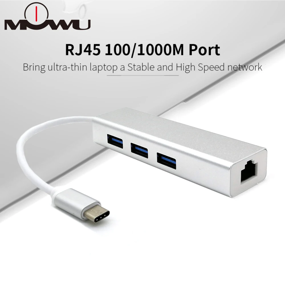 3 порта USB 0 концентратор типа C к Ethernet LAN RJ45 кабель адаптер Сетевая карта гигабит/100