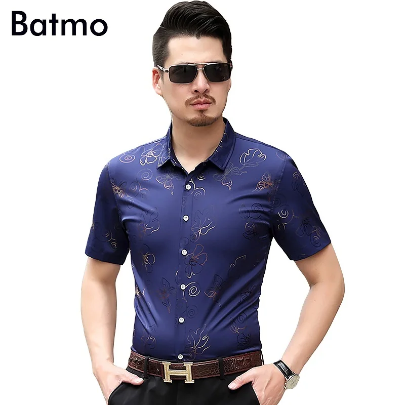 Batmo 2017 новое поступление летняя хлопковая голубая Повседневная рубашка с