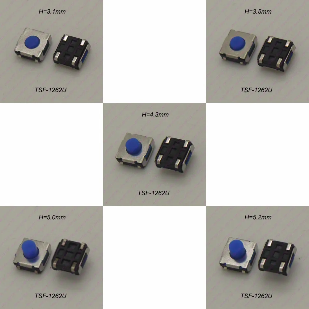 

500PCS Push Button Switch Momentary Tactile Silicone Mini Button Soft Tact Push Button Switch 6.2x6.2x3.1/3.5/4.3/5/5.2MM U Type