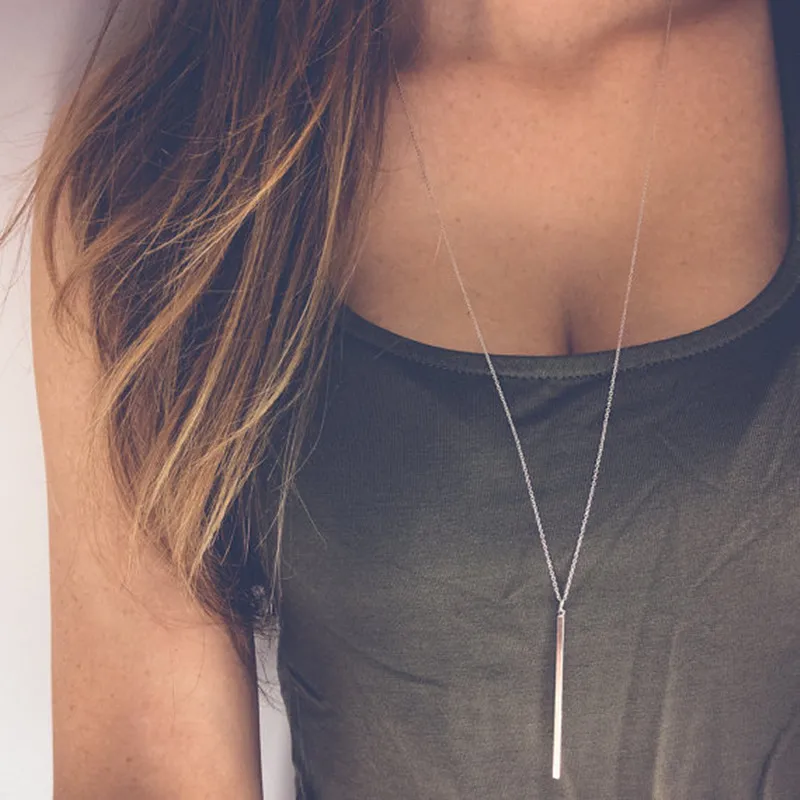 

Simple Long Chain Metal Pendant Necklace Statement Fashion Gold Silver Charm Necklaces for Women Jewelry Collier Femme