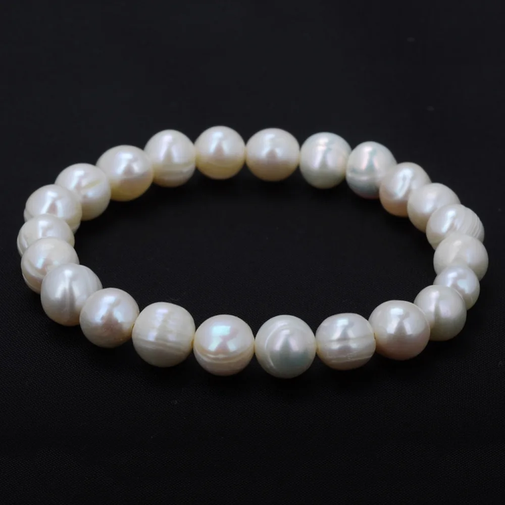 1 шт. браслет из натурального пресноводного жемчуга чистый белый растягивающийся