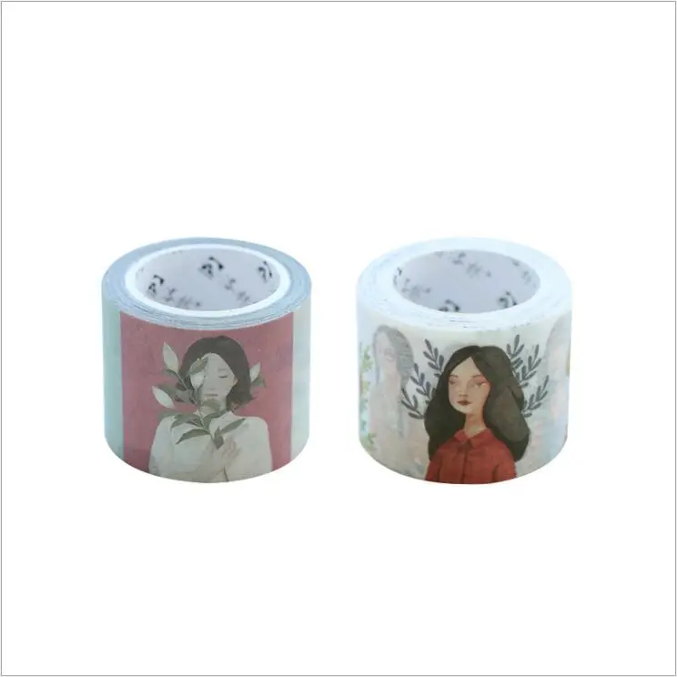 

Creative Melancholy Girl and Blossoming flowers Decoration washi tape DIY Planner Diary Scrapbooking Sticker Masking Tape