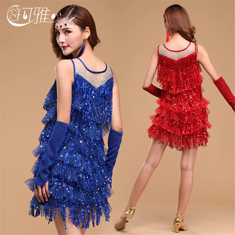2019 New Tango Dress Sequins Ballroom Dancing for Women Latin Dance Costumes Sale Rumba Dresses | Тематическая одежда и