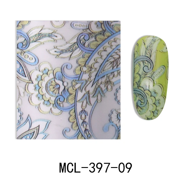MCL-397-09 5 шил/лот 4*100 см Фольга для ногтей наклейки-лак 68 дизайнов цветок Передача Фольга для ногтей Переводные картинки слайдеры Маникюр Искусство Инструменты для украшения - Цвет: MCL-397-09