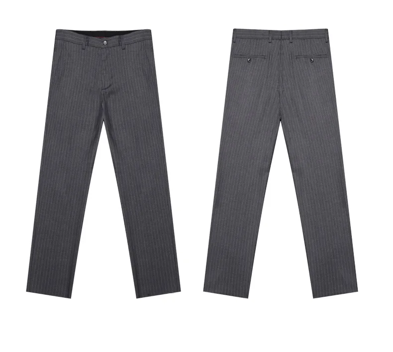 Мужской костюм серый полосатый slim fit Мужские свадебные костюмы формальный человек Жених однобортный Блейзер жилет брюки 3 шт. Набор размера плюс 58 56