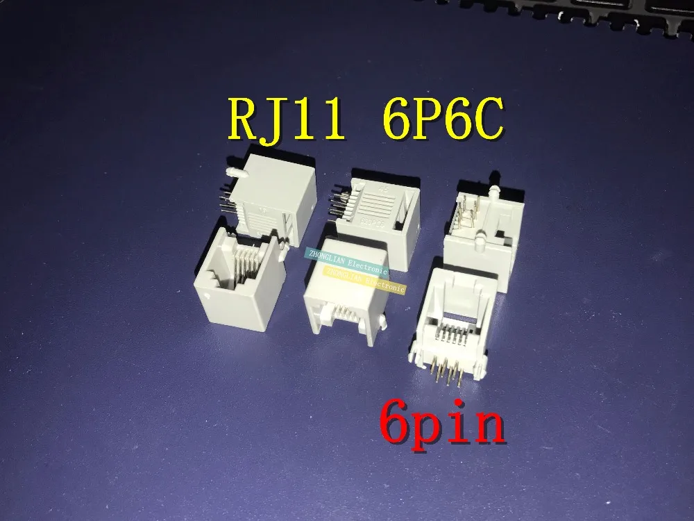 Buy 50pcs/Lot RJ11 6P6C 6P4C Female PCB Mount Modular Plug/Jack Network Connector 6P Grey on