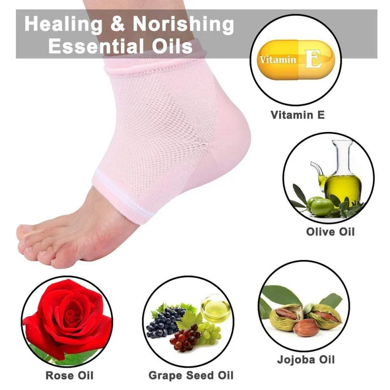 Silicone Moisturizing Gel Heel Socks For Cracked Dry Foot Skin Care Protectors Sock 1 Pair/2pcs | Красота и здоровье