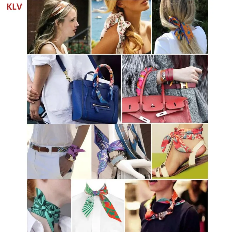 

KLV Retro Vintage Ladies Sweet Satin Hairband Handbag Ribbon Scarf Floral Printed