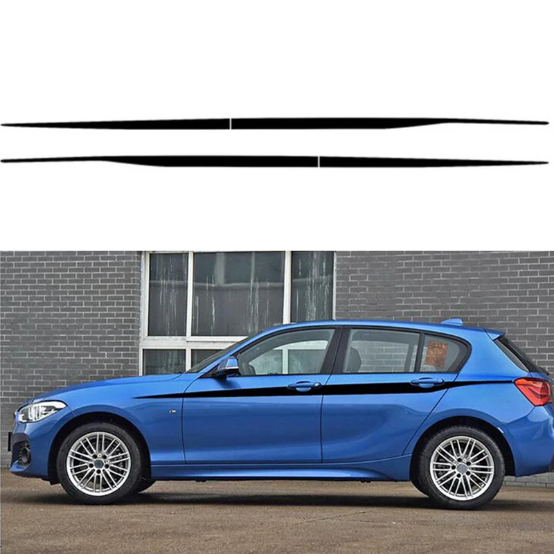 

1 Pair 3D Carbon fiber Car stickers Waist Line Door Side Stripe Decal Sticker for BMW SUV