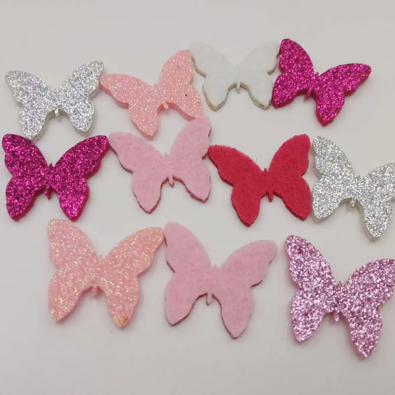 100 шт. маленький размер блестящая фетровая Мягкая кукла бабочка рукоделие Apliques