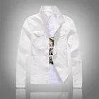 Мужская джинсовая куртка, с длинными рукавами, повседневная, однотонная, ковбойская, весна-осень